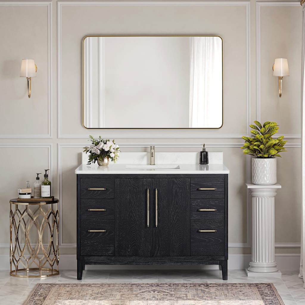Gara Single Bath Vanity with Composite Stone Top without Mirror