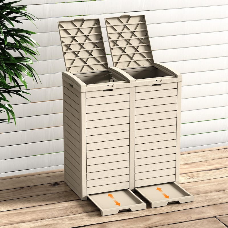 62 Gal. Outdoor Patio Trash Can Deck Box - Light Coffee