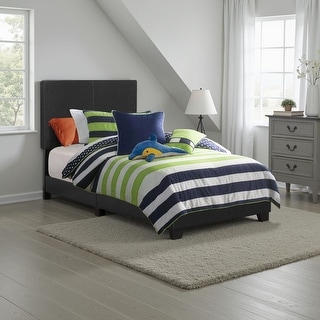 Leather Upholstered Twin Size Platform Bed, Black