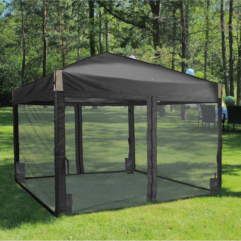 Aoodor 10 x 10 FT Pop Up Canopy Tent Portable Instant Shade Canopy with Netting for Camping, Party and Other Outdoor Events