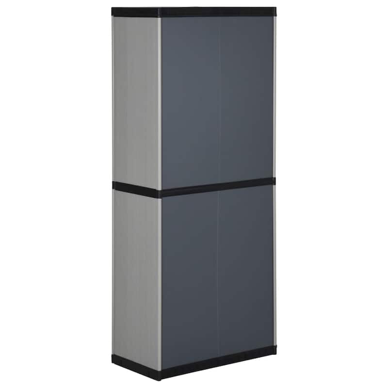 vidaXL Garden Cabinet Grey and Black PVC and PP (Polypropylene) Medium - 26.8 x 26.8 x 66.1