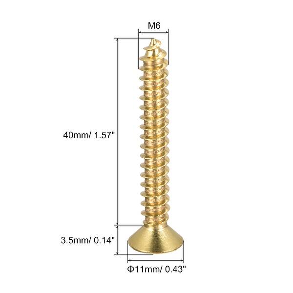 Brass Wood Screws, M6x40mm Phillips Flat Head Self Tapping Connector 8Pcs Brass Tone Bed
