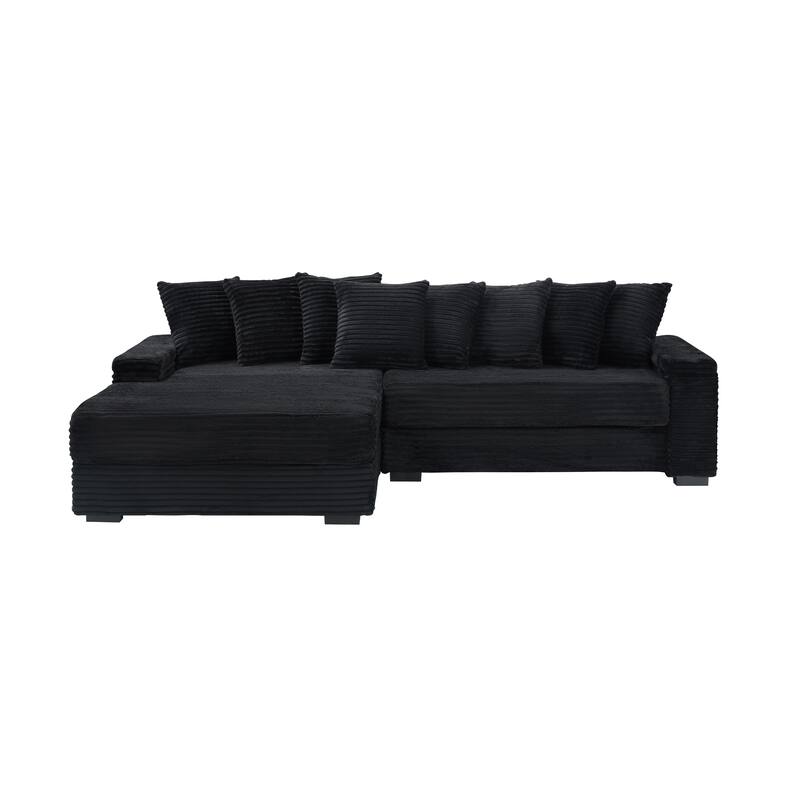 Oversized Two-Piece Couches, L Shaped Sofa, Corduroy, Right Chaise Daybed,with Armrests,Eight Throw Pillows,Corner Sofa