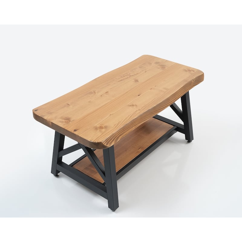 Maria Metal Frame Solid Wood Coffe Table For Living Room