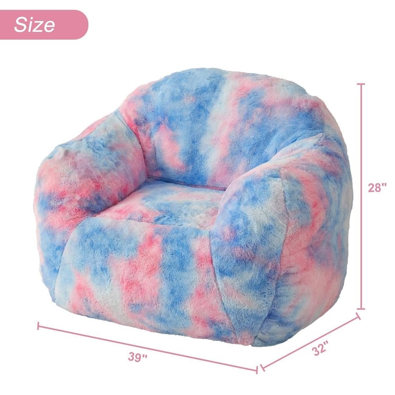 Faux Fur Bean Bag Chair Cozy Sofa Gaming Reading in Living Room, Blue