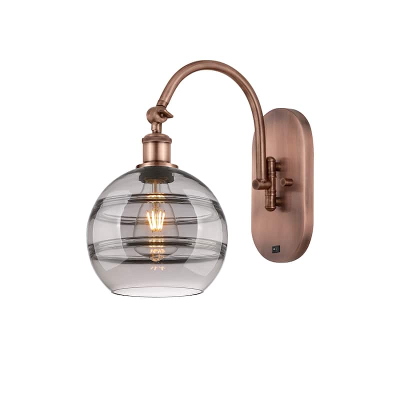 Innovations Lighting 518-1W-13-8 Rochester Sconce Rochester 13" Tall - Antique Copper / Smoked