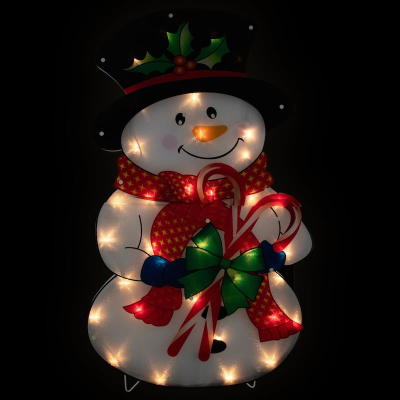 30.5" Lighted Snowman with Candy Canes Christmas Outdoor Decoration