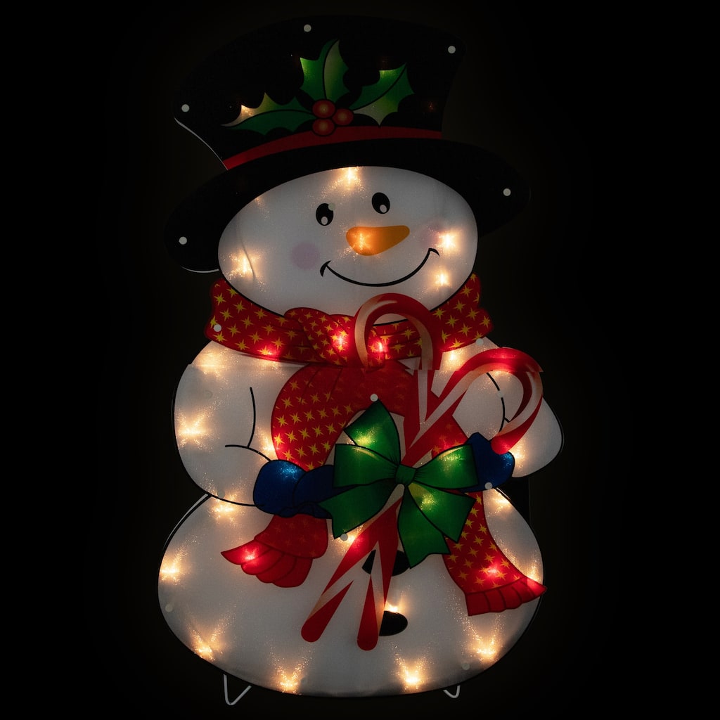 30.5" Lighted Snowman with Candy Canes Christmas Outdoor Decoration