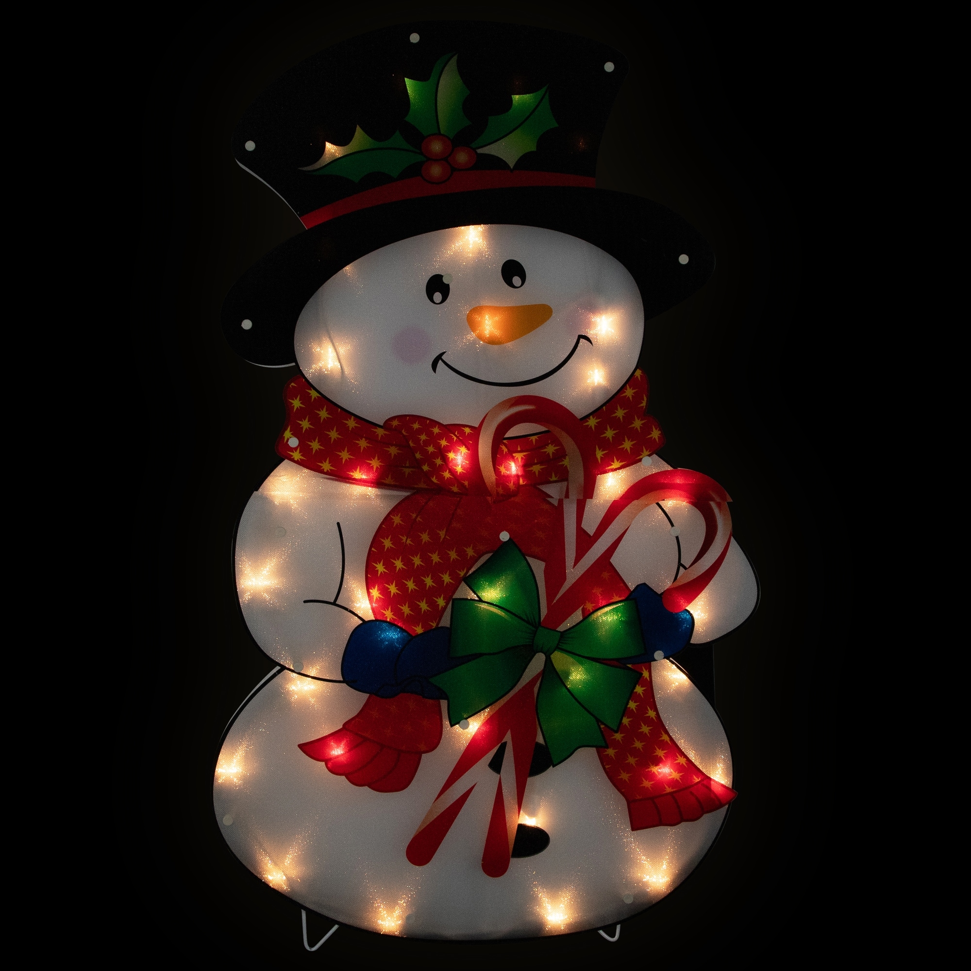 30.5" Lighted Snowman with Candy Canes Christmas Outdoor Decoration