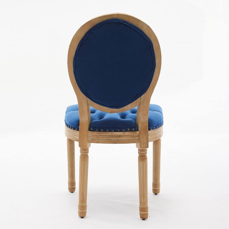 French Style Solid Wood Frame Antique Painting Linen Fabric Back Dining Chair