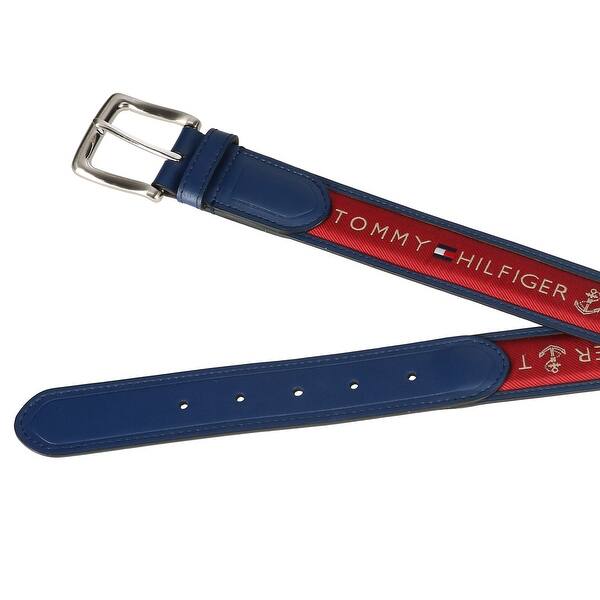 Shop Tommy Hilfiger Men S Leather Casual Belt With Fabric Inlay