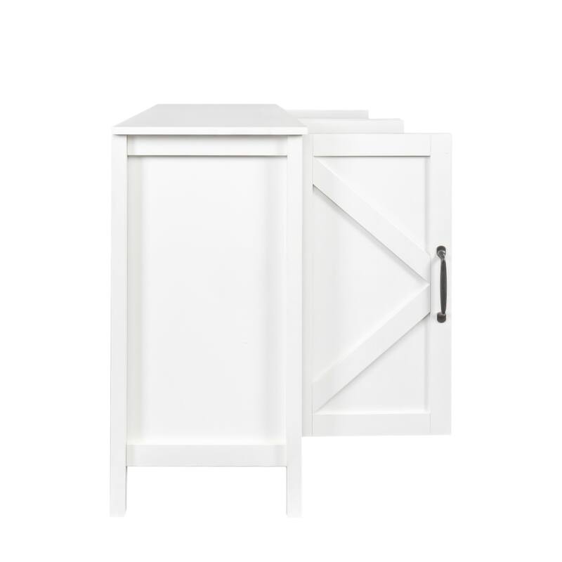 Cabinet with 4 Doors and 4 open shelgves,Freestanding Sideboard Storage Cabinet Entryway Floor Cabinet