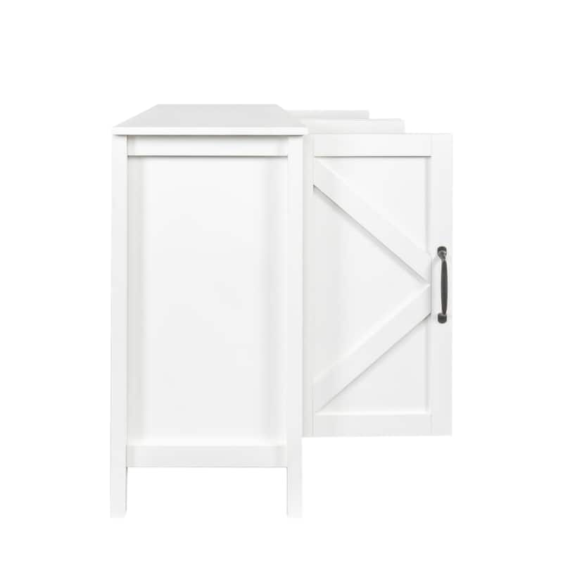 Sideboard Storage Buffet Coffee Bar Cabinet with Open Shelves and 4 Doors for Living Room or Dining