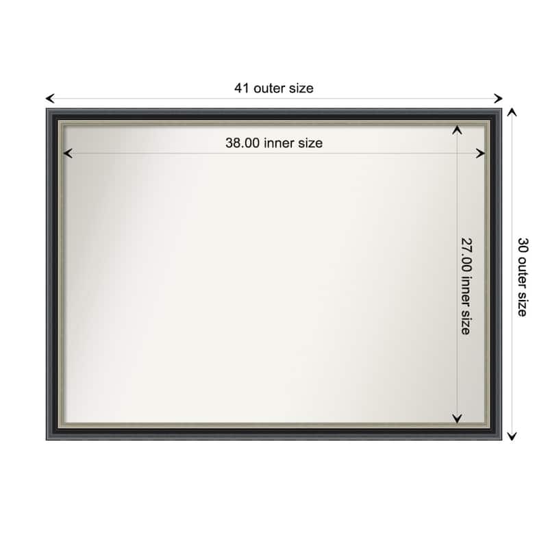 Theo Black Silver Non-Beveled Wood Framed Wall Mirror - Theo Black Silver - Glass Size 38x27