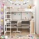 preview thumbnail 2 of 11, Twin Size Metal Loft Bed with L-shaped Desk and Shelves, Sturdy Steel Frame, Space-Saving Design for Bedroom