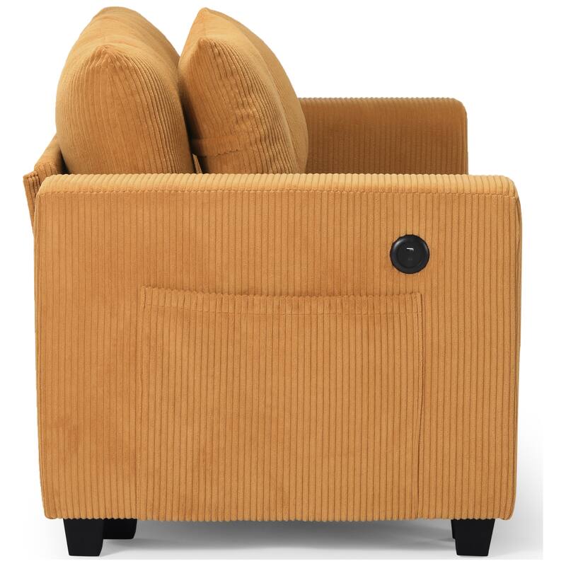 Hamilton 6-Piece Corduroy Upholstered Modular Sectional with USB Port