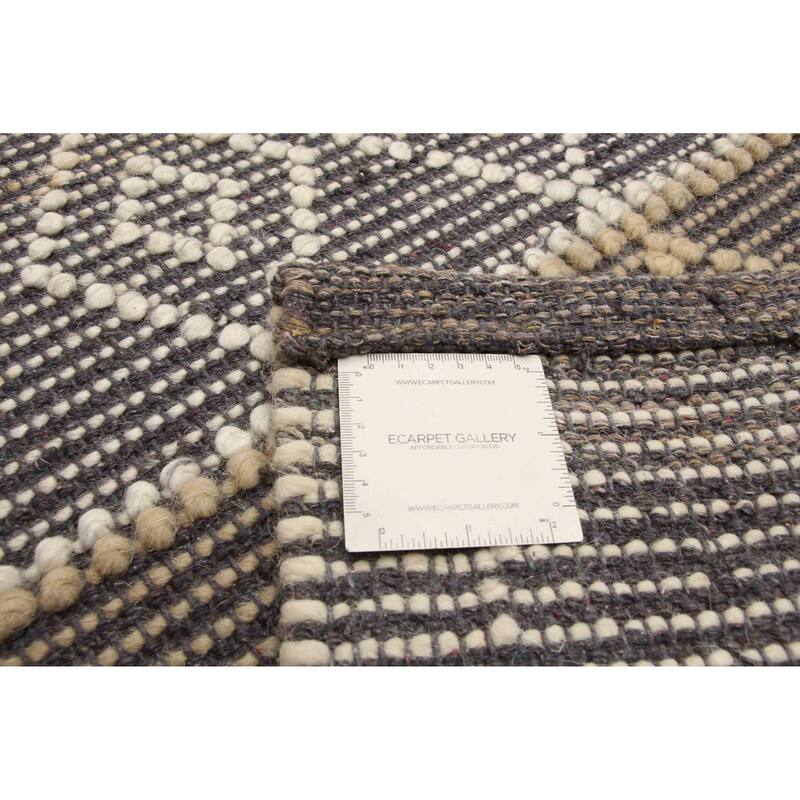 ECARPETGALLERY Braid weave Sienna Grey Wool Rug - 5'0 x 8'0