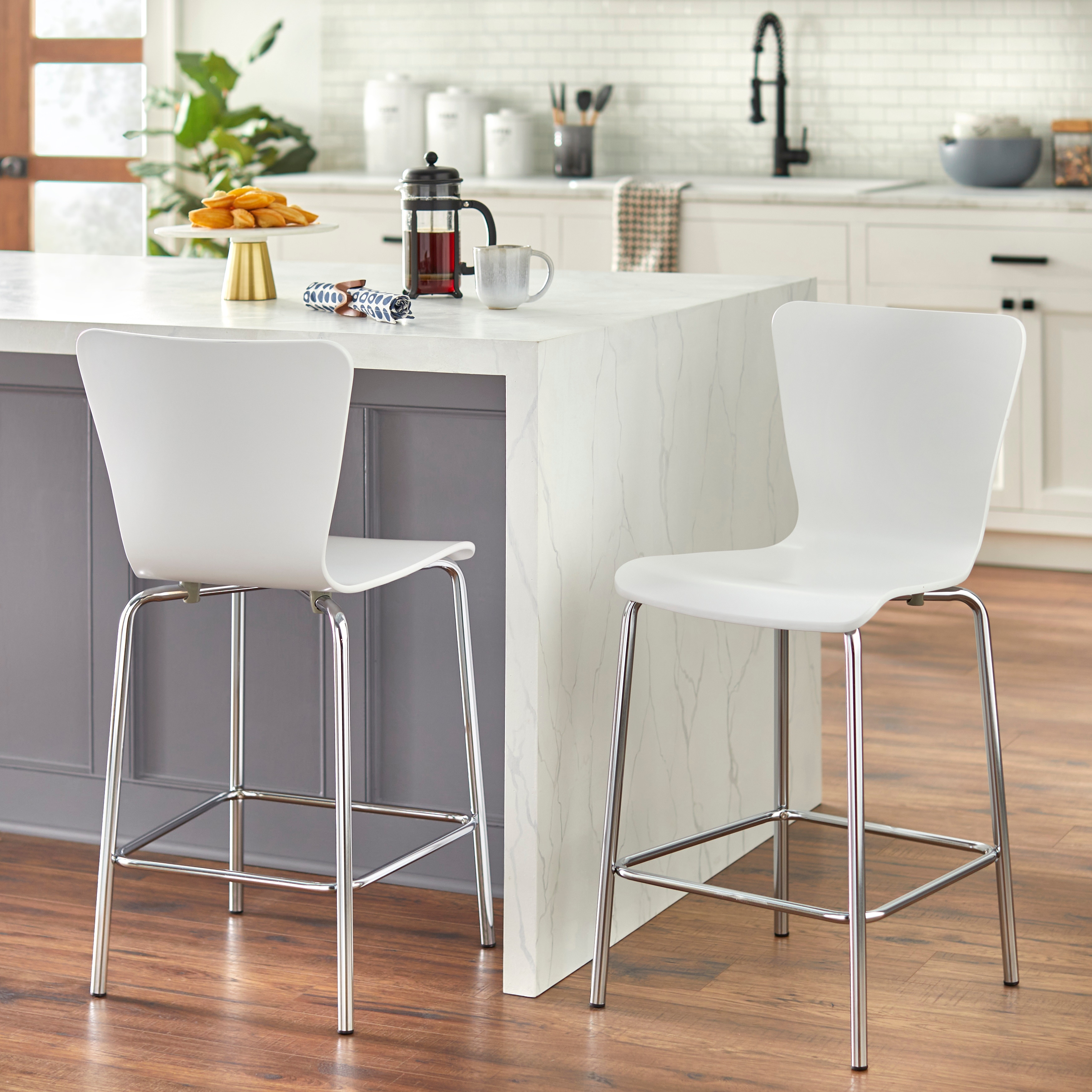 Simple Living 30 inch Pisa Bentwood and Chrome Stools Set of 2