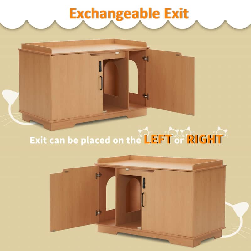 MCombo X-Large Cat Litter Box Furniture Hidden with Top Opening & Divider, Particle Board, CT37