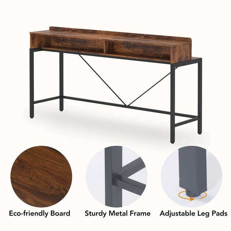 70.9 Inch Long Industrial Console Table, 2 Tier Narrow Sofa Console Tables for Living Room, Entryway