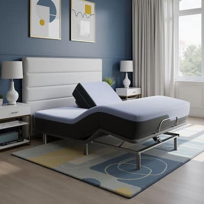 Bridgevine Home 12 inch Refresh Flex Top Latex Foam Hybrid Mattress and Adjustable Base Bundle