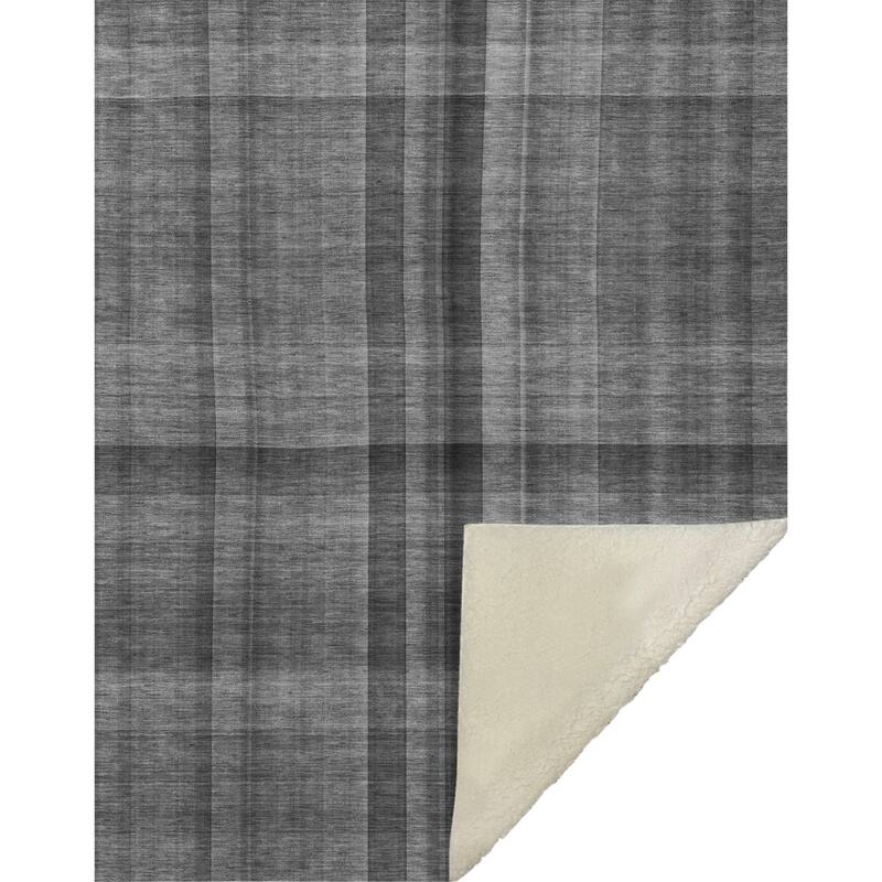 Premium Machine Washable Modern Plaid Sherpa Throw Blanket