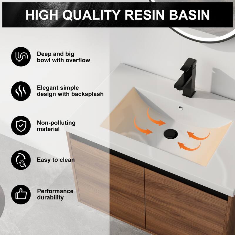 ARTCHIRLY 16/20/24/30/36 Inch Bathroom Vanity With Sink, Floating Bathroom Vanity With Soft Close Door