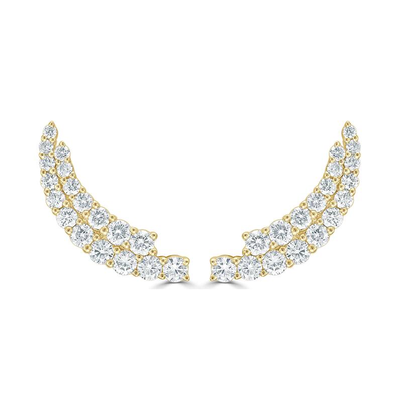 Joelle Collection Diamond Ear Climber Earrings 14K Gold 1-1/3 CT TDW