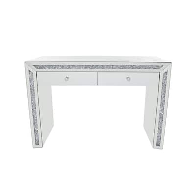 Wooden Mirrored 2 Drawers Console Table - Silver - Roche River Decor