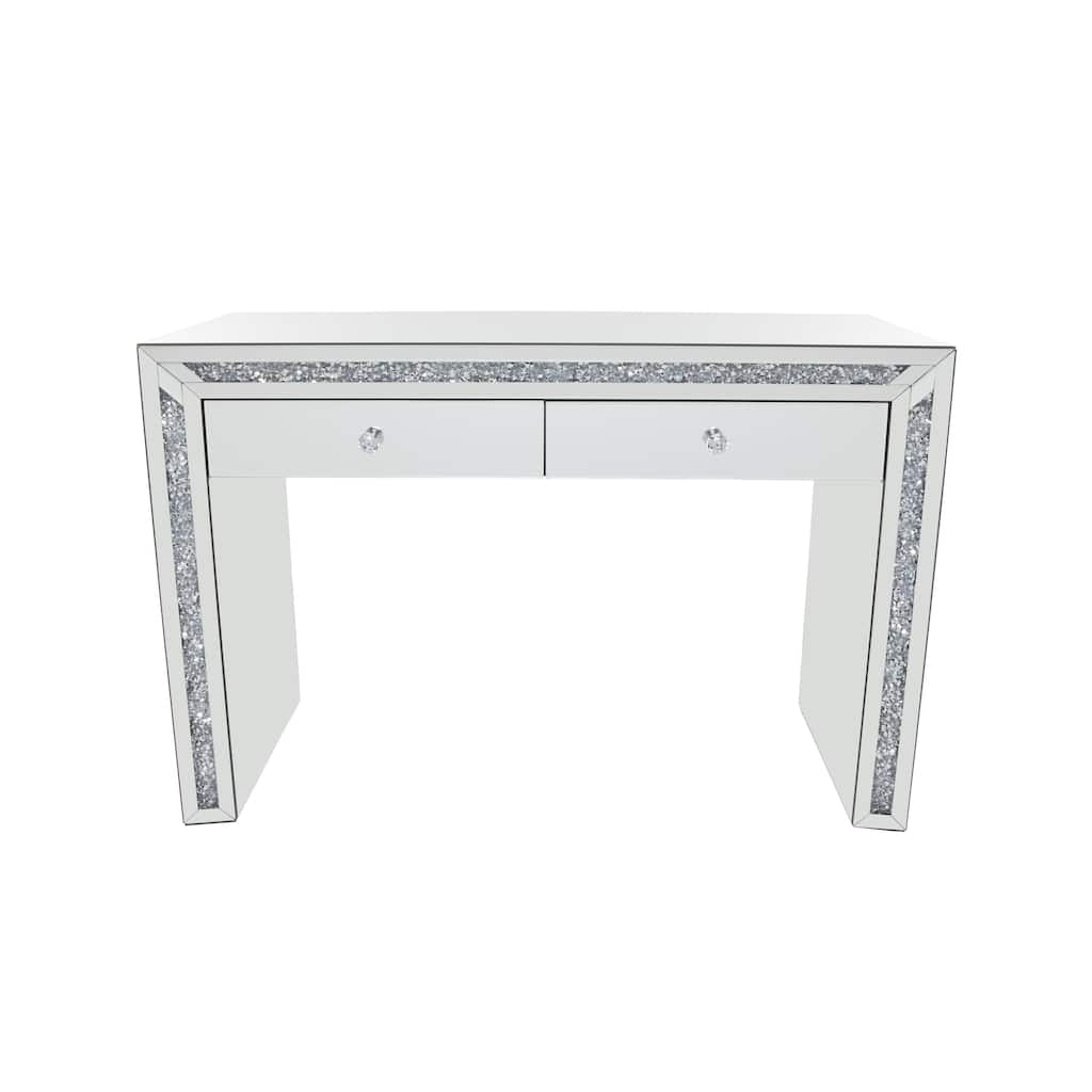 Wooden Mirrored 2 Drawers Console Table - Silver - Roche River Decor