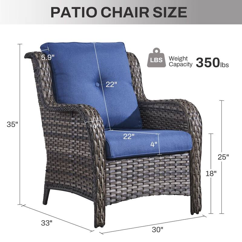Gymojoy Outdoor Wicker Club Chairs Patio Seating with Olefin Weather-Resistant Cushions