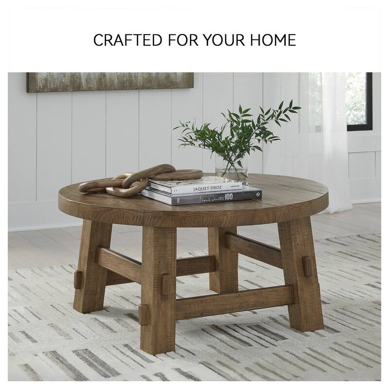 Signature Design by Ashley Mackifeld Brown/Beige Coffee Table - 40.13" W x 40.13" D x 19.13" H