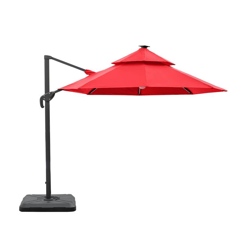 Furniture of America Spring II 10-foot LED Tube Lights Steel Cantilever Offset Tilt Roma Umbrella