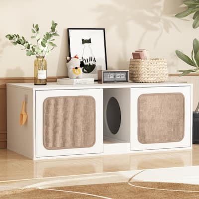 Modern Cat Litter Cat Enclosure,Washroom,Cabinet with two Large Rooms.
