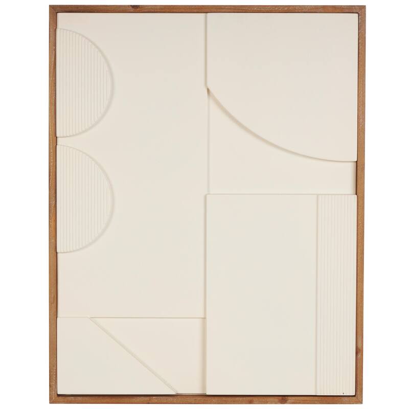 Wood Geometric Dimensional Art Deco Arched Living Room Wall Decor with Brown or Black Frame - Cream or White - Roche River Decor