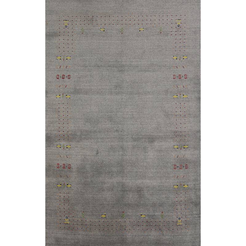 Hand Knotted Oriental 100% Wool Carpet Tribal Tribal Greys & Charcoal Gabbeh Area Rug - 7' 10'' X 5' 1''