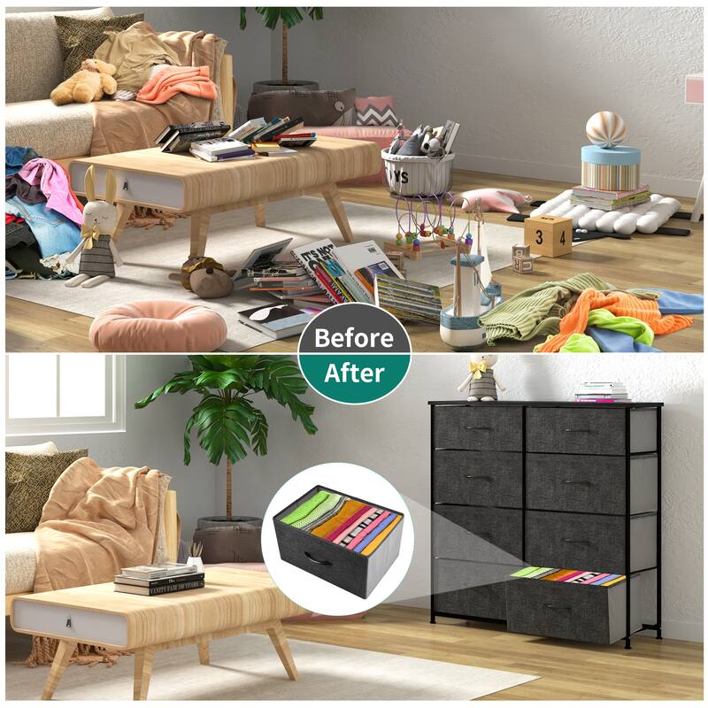 Modern Wide Dresser Storage Tower with 8 Drawers