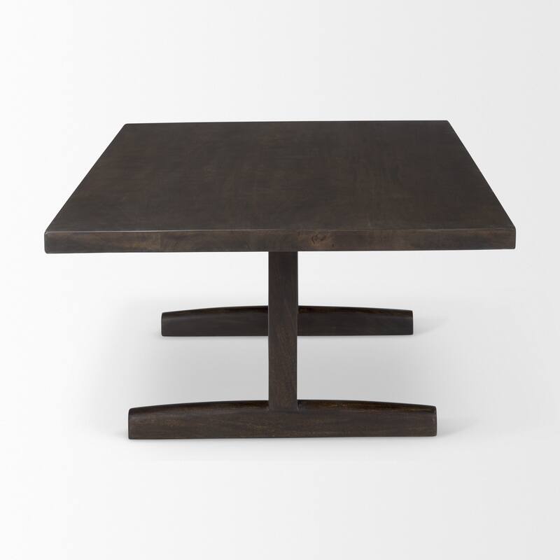 HomeRoots 55" Dark Brown Solid Wood Double Pedestal Coffee Table - 55' X '17' X '30