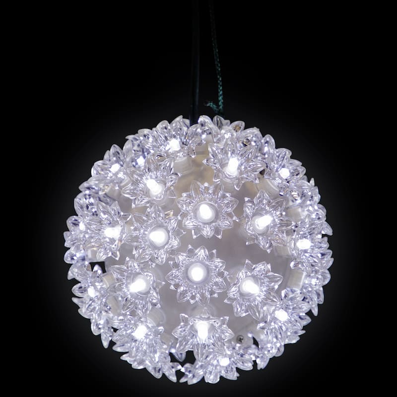 LED Lighted Hanging Starlight Sphere Outdoor Christmas Decoration- 6" - White