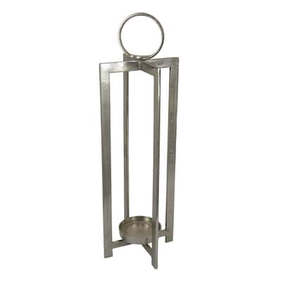 Siana 31 Inch Lantern Candle Holder, Classic Silver Finished Metal