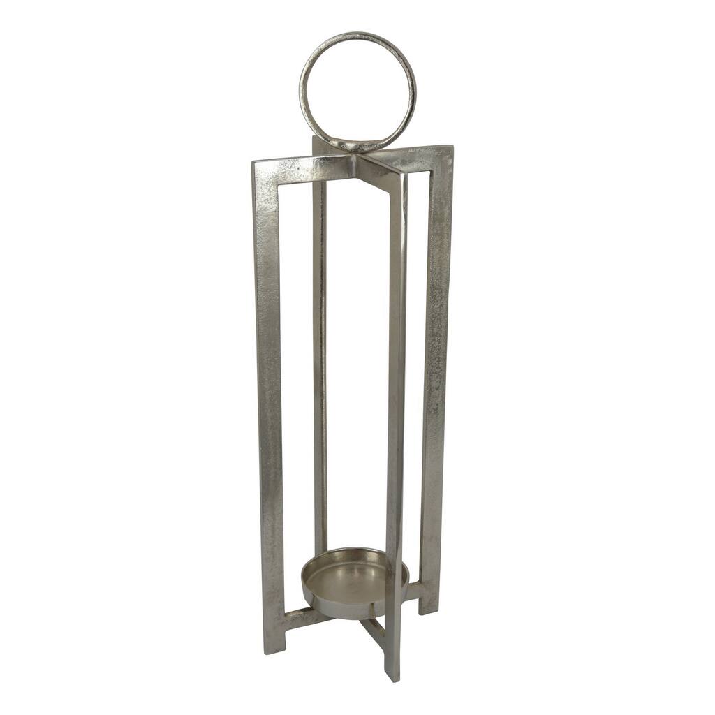 Siana 31 Inch Lantern Candle Holder, Classic Silver Finished Metal