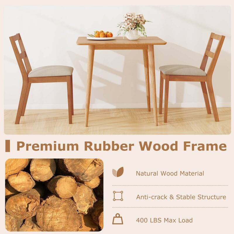 Costway Wooden Dining Chair Set of 2/4 Upholstered Seat & Breathable