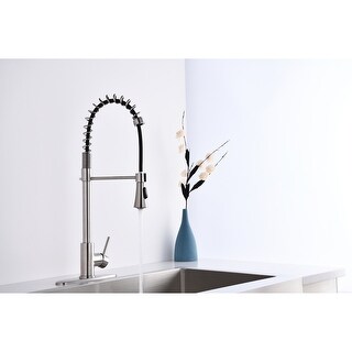 Brushed Nickle Commercial Spring High Arc Kitchen Faucet - Bed Bath ...