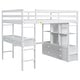 preview thumbnail 9 of 13, Full Size Loft Bed with Built-in Desk with Two Drawers,and Storage Shelves and Drawers,White