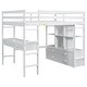 preview thumbnail 9 of 13, White Full Size Pine Loft Bed with Built-in Desk & Drawers