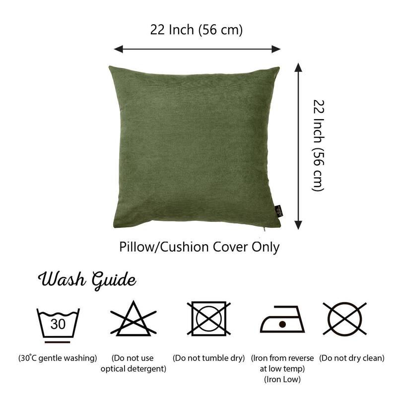 Honey Set of 2 Decorative Throw Pillow Cover Solid Color Square 22" in