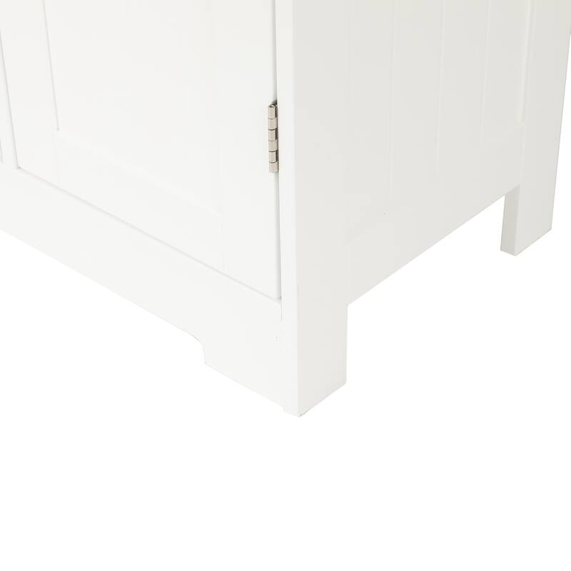 White Wood 4-Drawer 1-Door Bathroom Storage Cabinet - 32.68" H x 22.05" W x 11.81" D