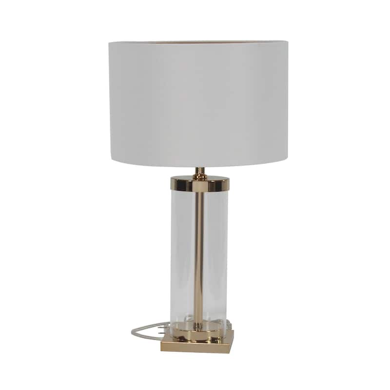 Metal Room Table Lamp with Clear Glass Body - Gold - CosmoLiving by Cosmopolitan