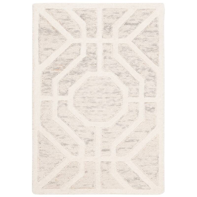 SAFAVIEH Handmade Cambridge Irmelinde Modern Wool Rug - 2' x 3' - Light Grey/Ivory