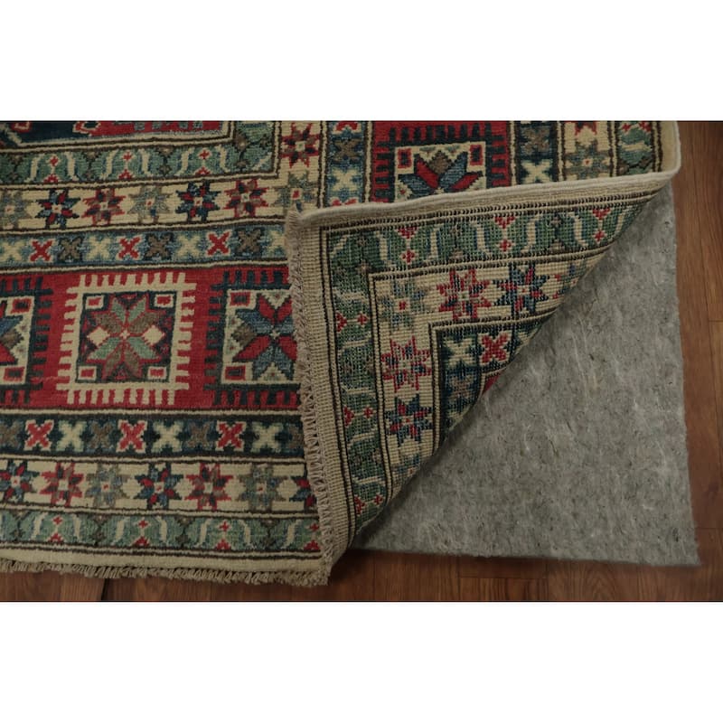 Hand Knotted Oriental 100% Wool Carpet Traditional Geometric Beige & Ivories Kazak Area Rug - 9' 10'' X 8' 4''